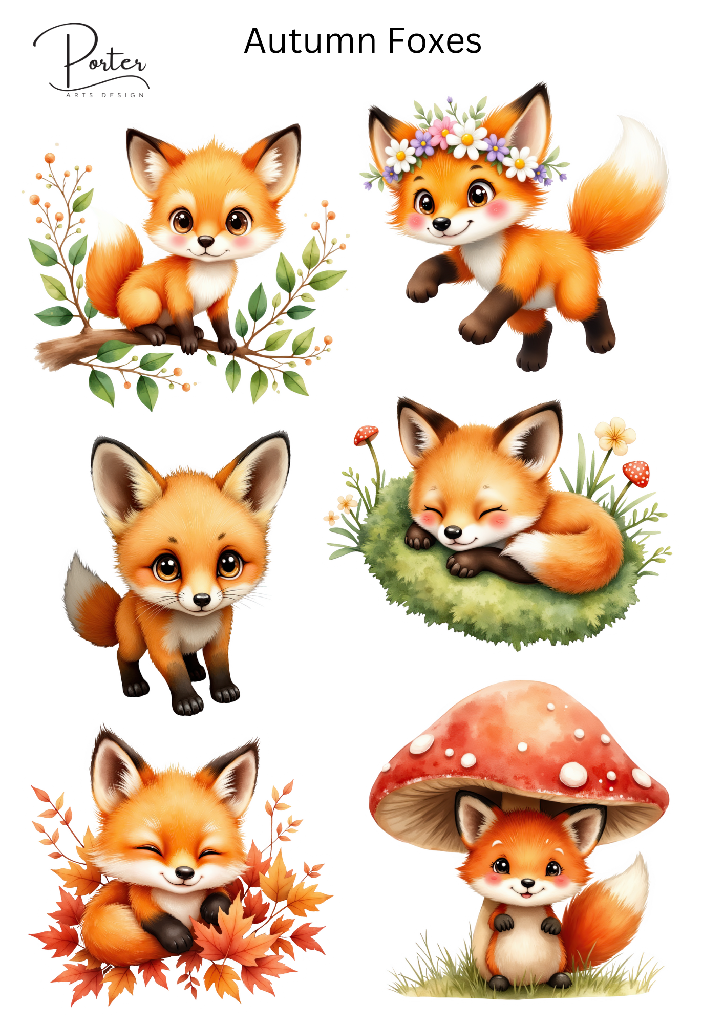 *PRINTABLE* Autumn Foxes Sticker