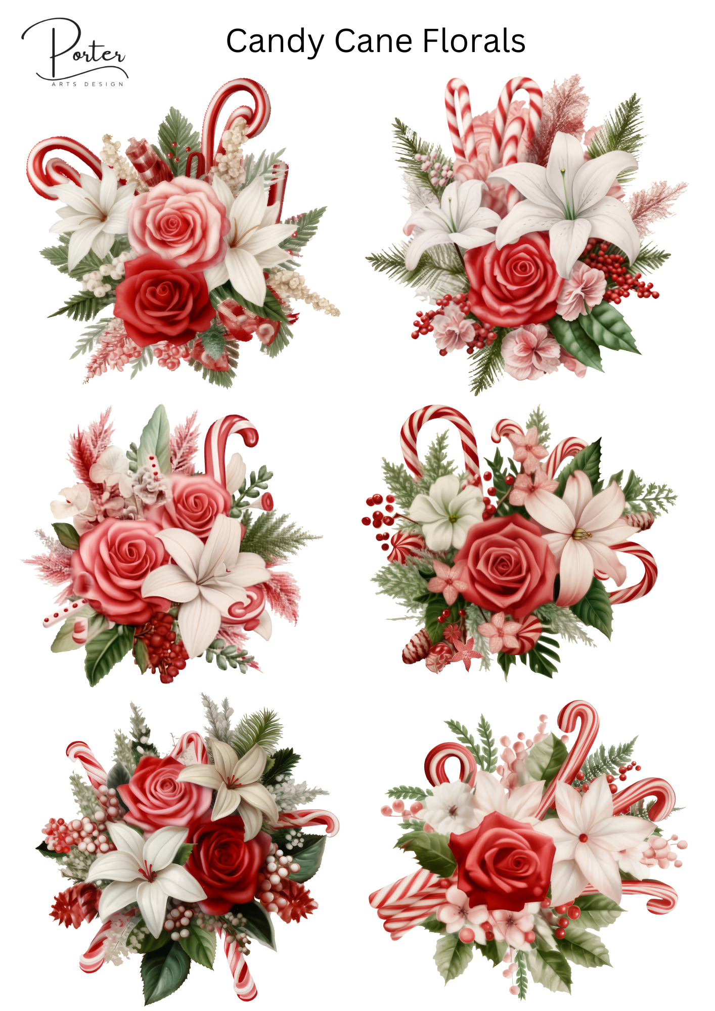*TANGIBLE* Candy Cane Florals Sticker