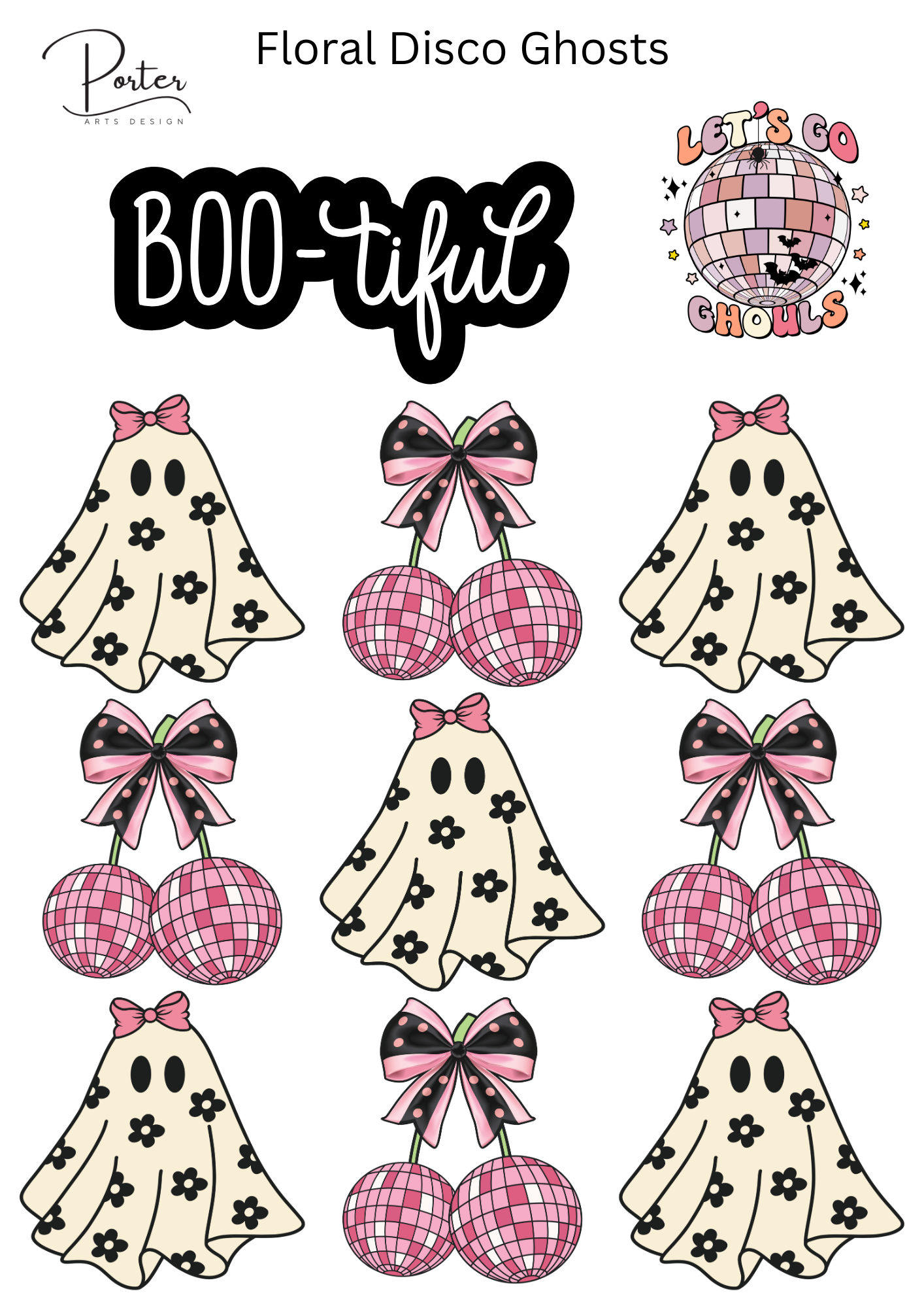*PRINTABLE* Disco Floral Ghosts Sticker