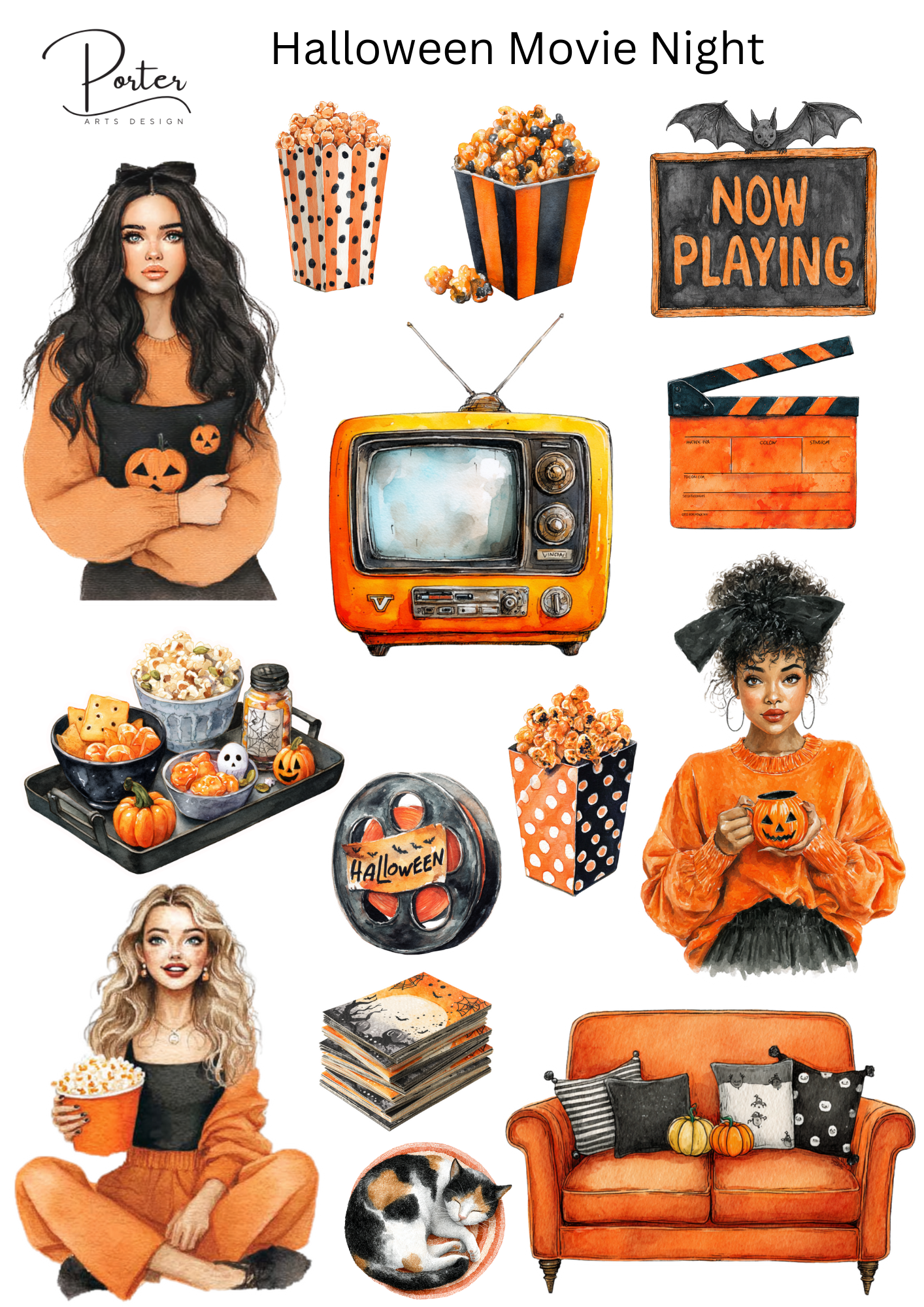 *PRINTABLE* Halloween Movie Night Sticker