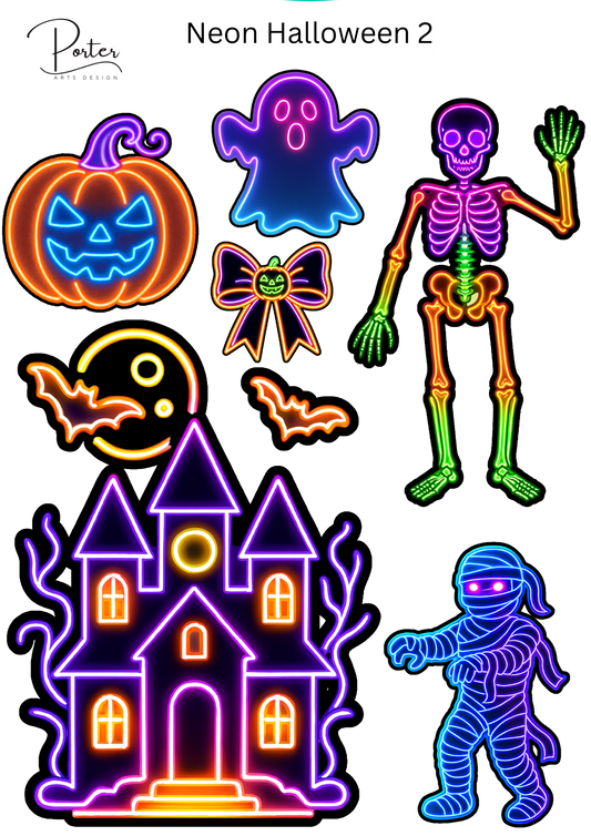*TANGIBLE* Neon Halloween Sticker Bundle- set of 2