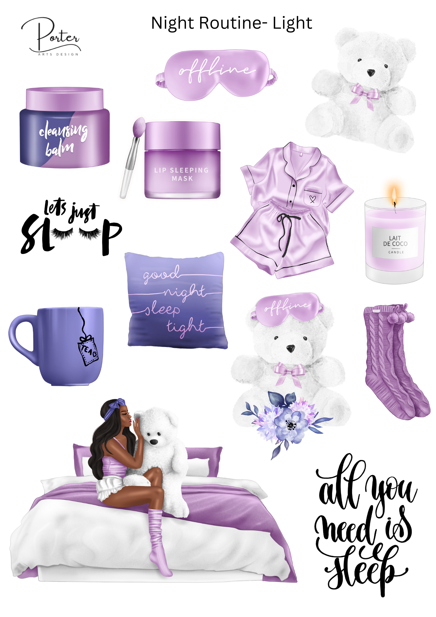 *TANGIBLE* Night Routine Stickers- Two Skin Tones