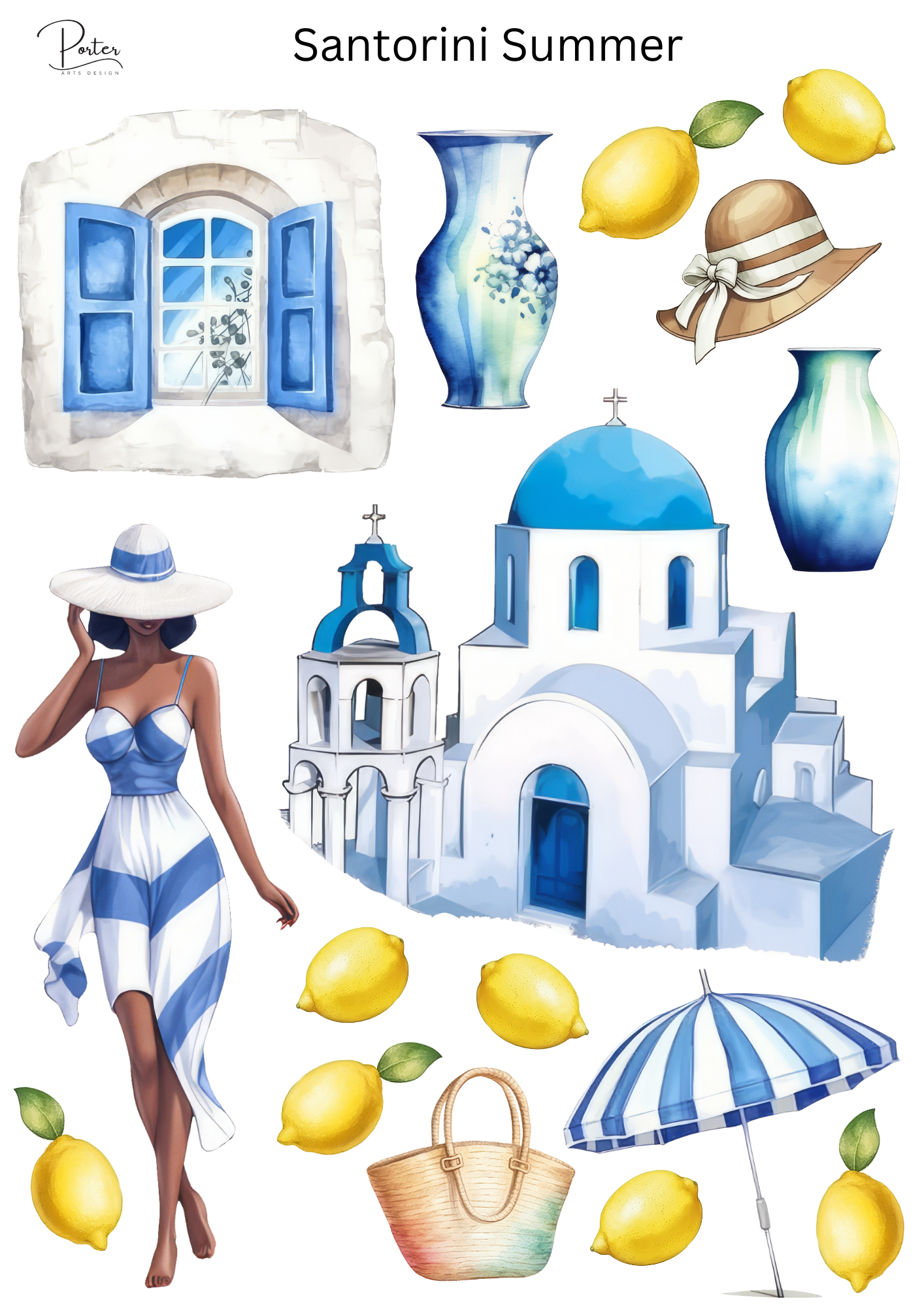 *PRINTABLE* Santorini Summer Sticker