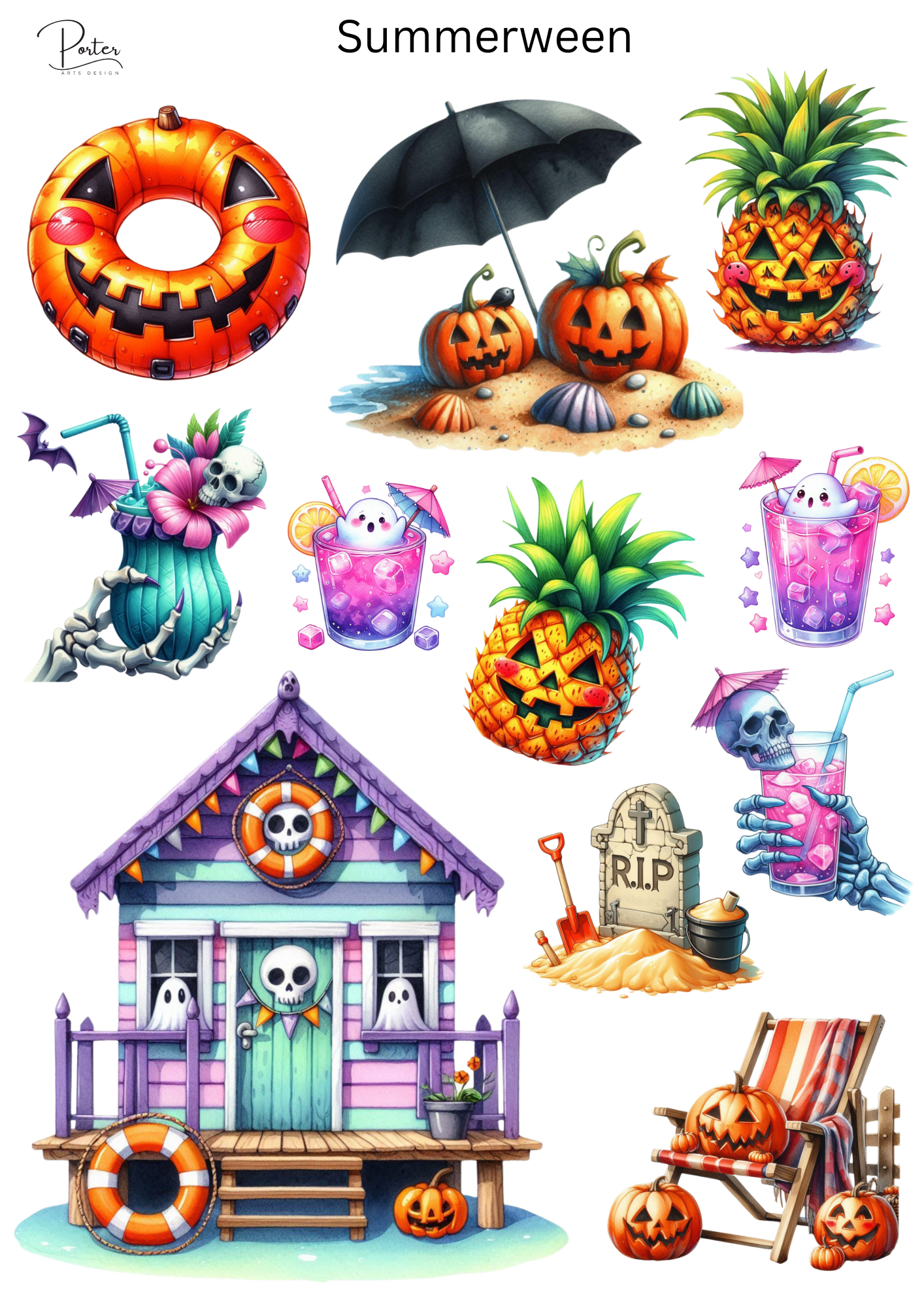 *PRINTABLE* Summerween Stickers