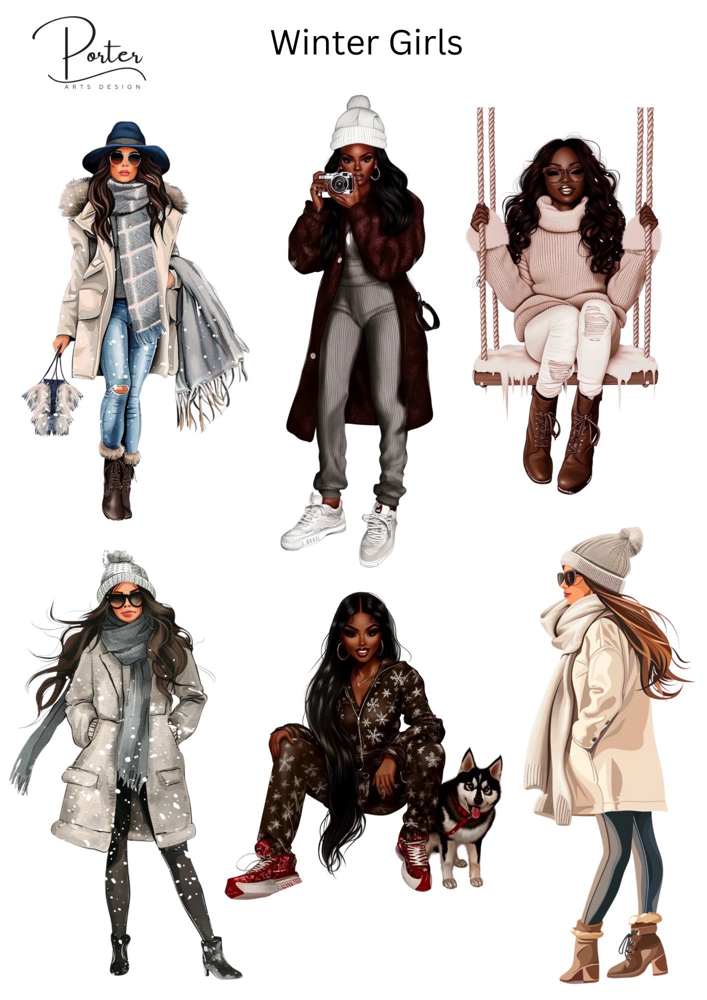 *PRINTABLE* Winter Girls Sticker