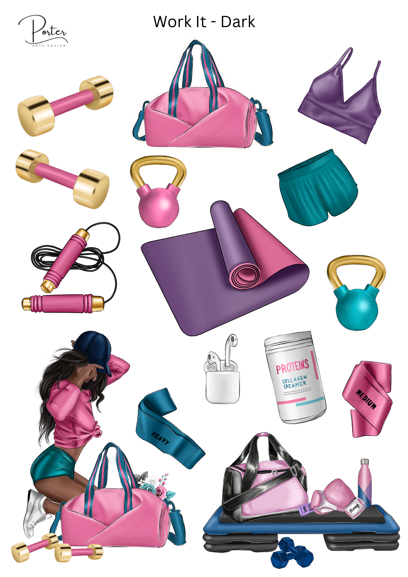 *PRINTABLE* Work It Stickers- Three Skin Tones