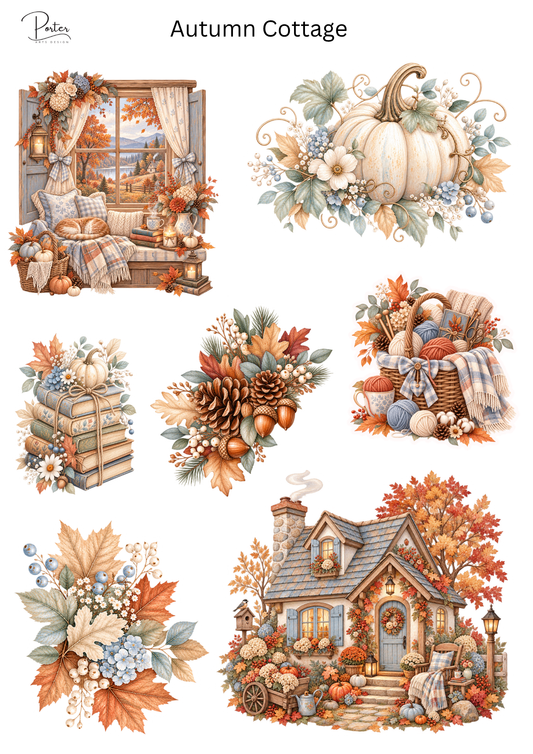 *PRINTABLE* Autumn Cottage Sticker