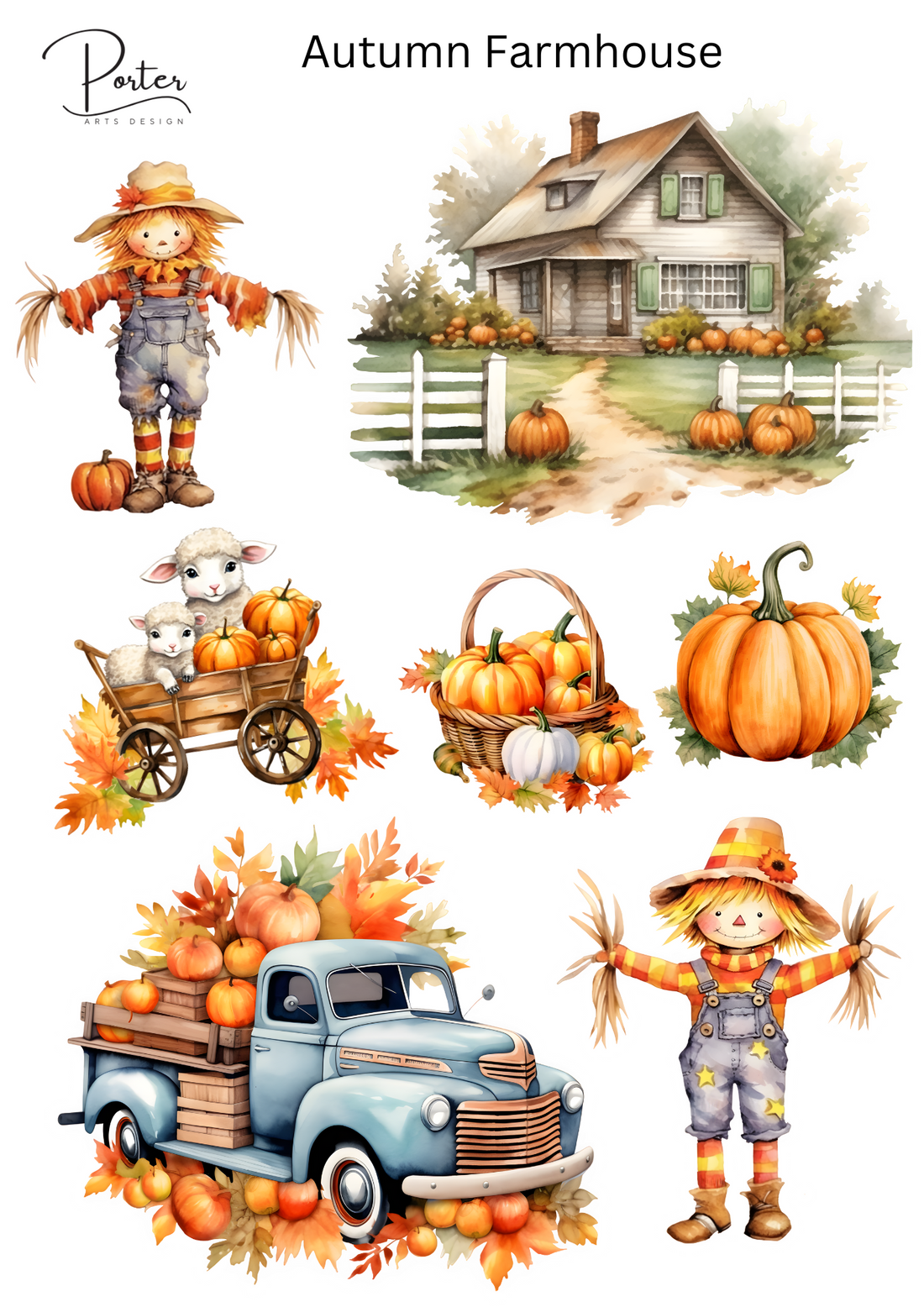 Fall Farm Stickers *PRINTABLE* Autumn Farmhouse Sticker – Porter Arts Design