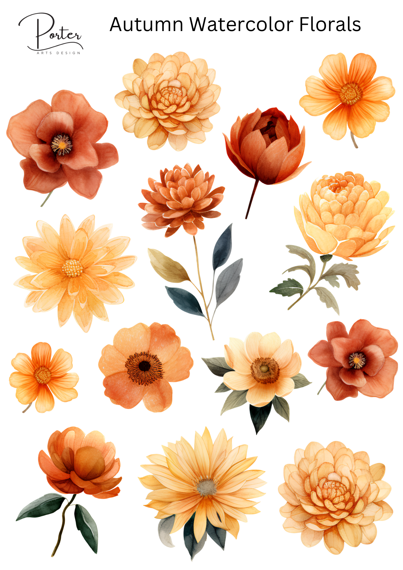 *PRINTABLE* Autumn Watercolor Florals Sticker