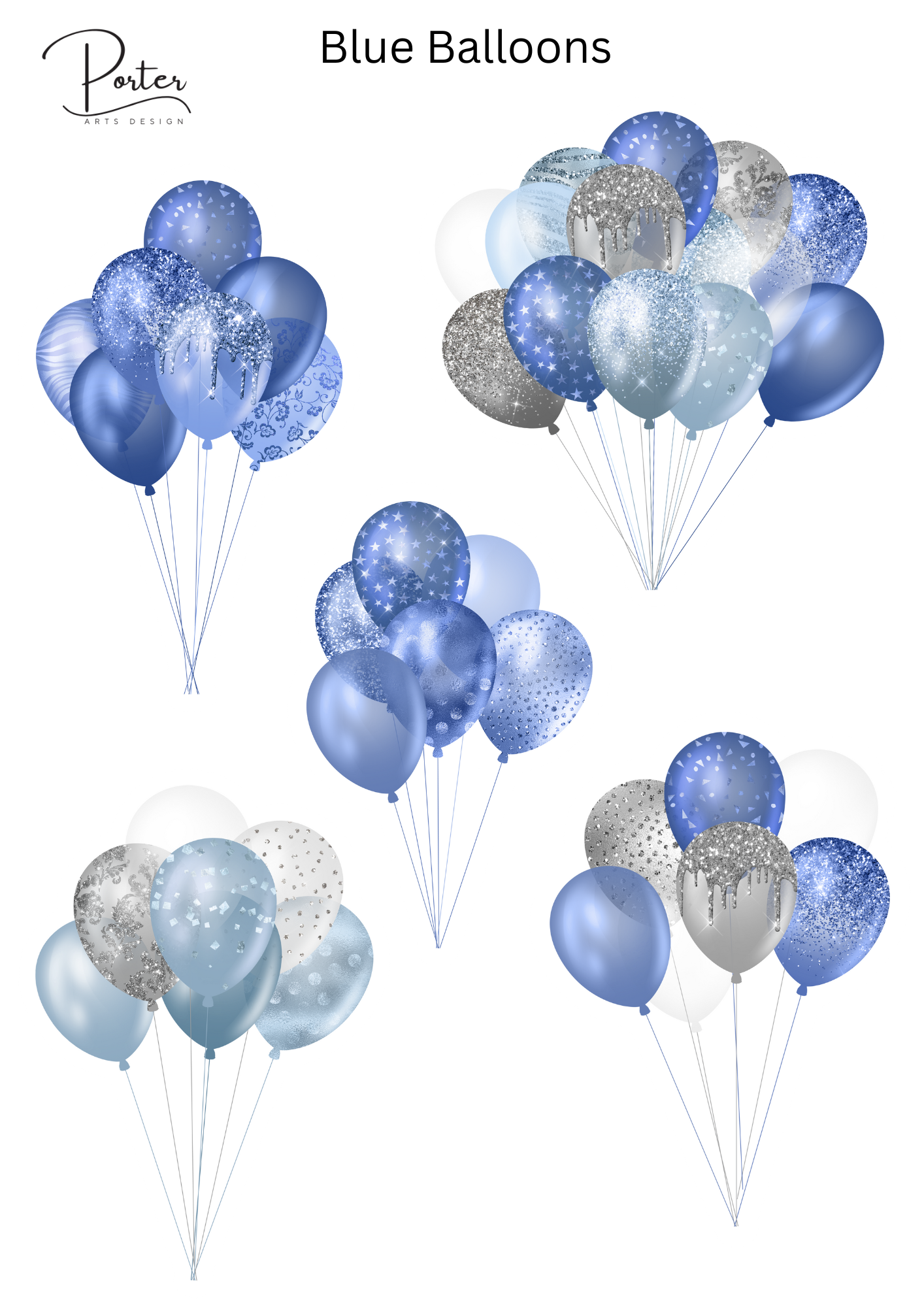 *PRINTABLE* Blue Balloons Sticker – Porter Arts Design