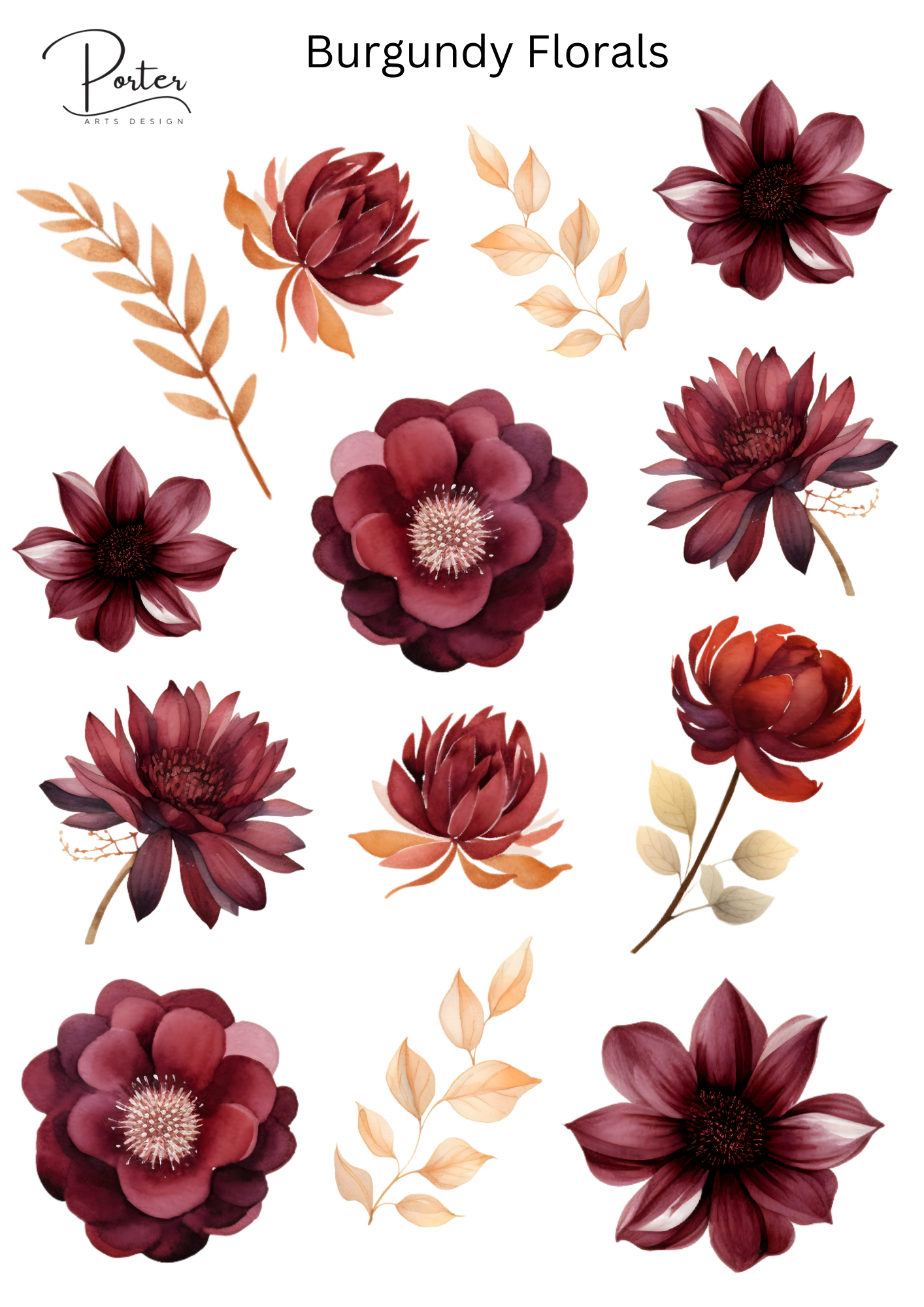 *PRINTABLE* Burgundy Florals Sticker