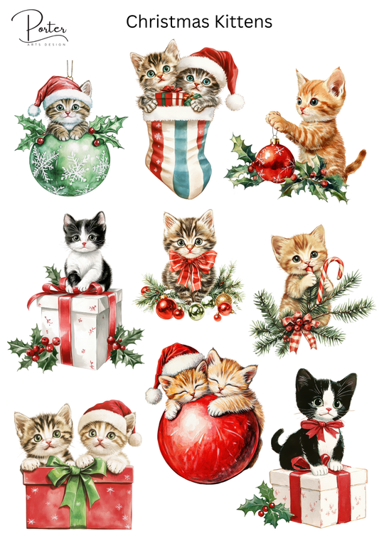 *PRINTABLE* Christmas Kittens Sticker