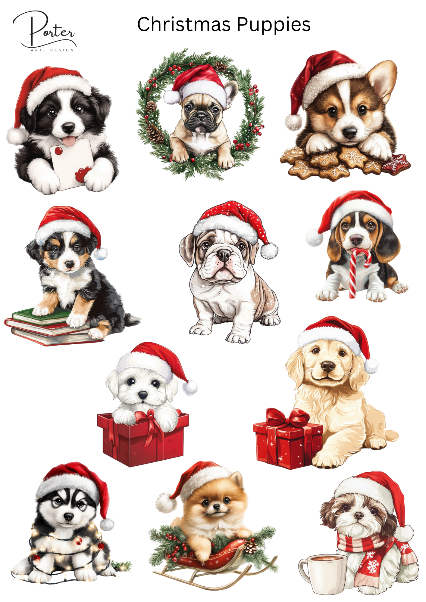 *TANGIBLE* Christmas Puppies Sticker