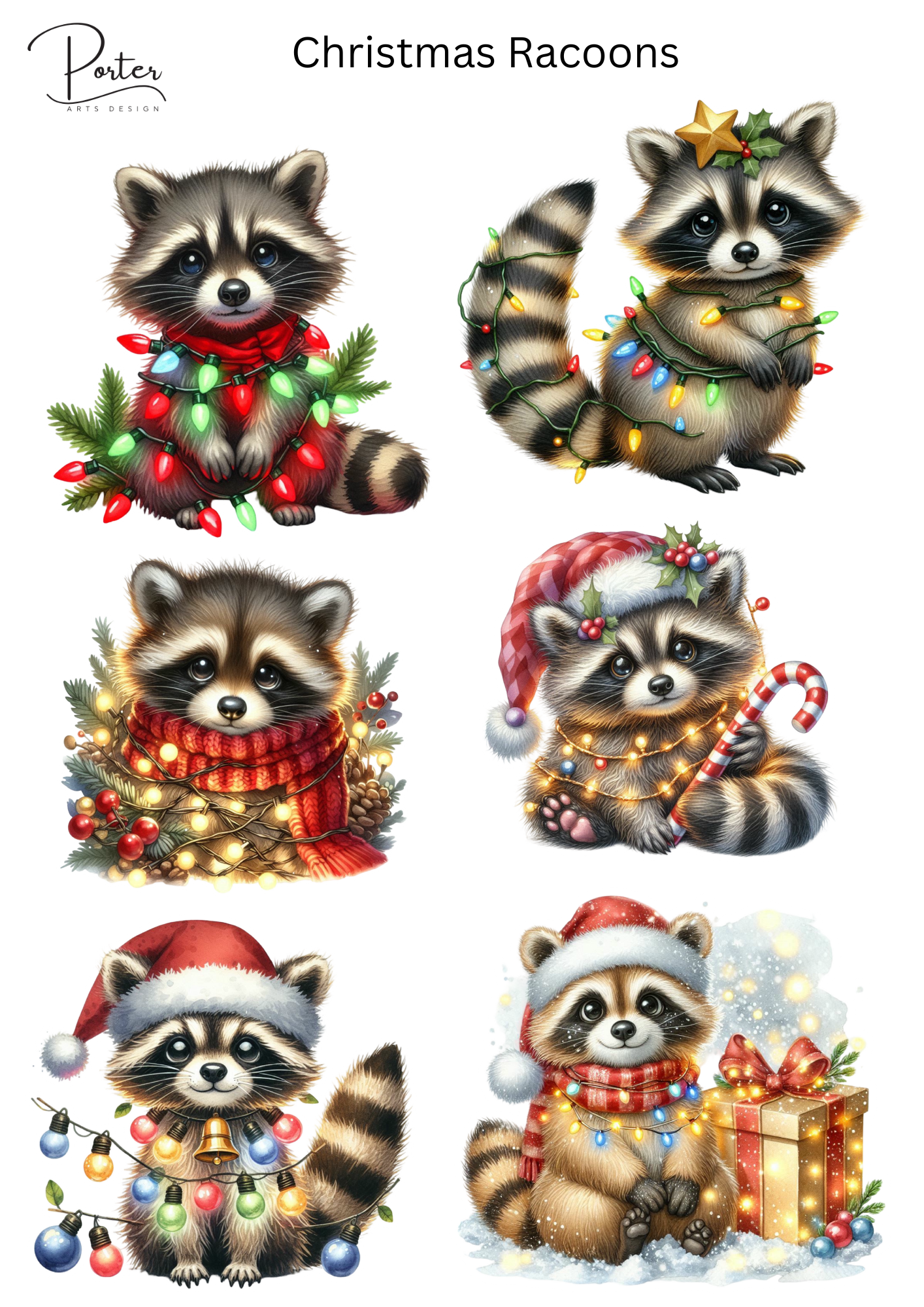 *TANGIBLE* Christmas Racoons Sticker