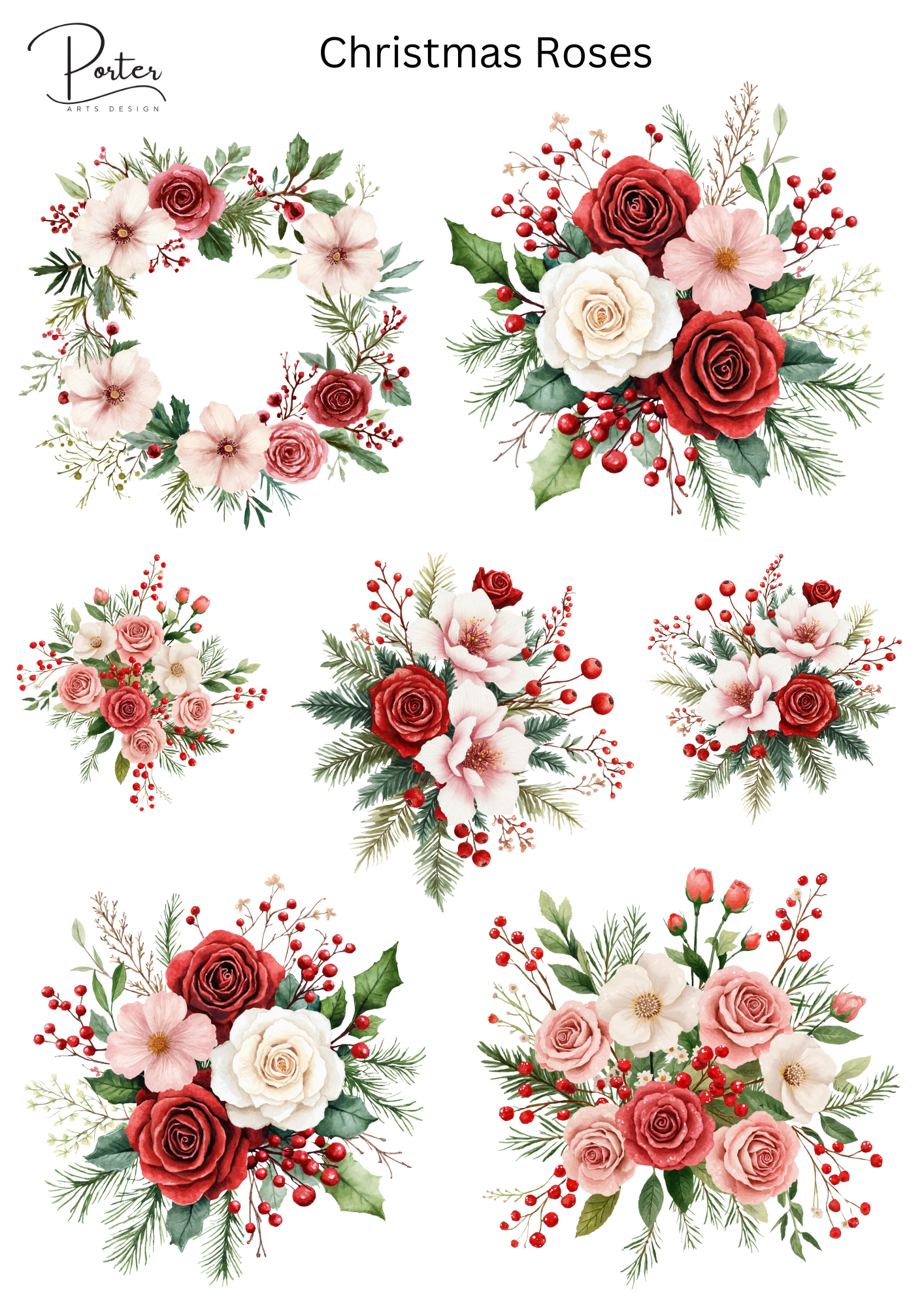 *TANGIBLE* Christmas Roses Sticker