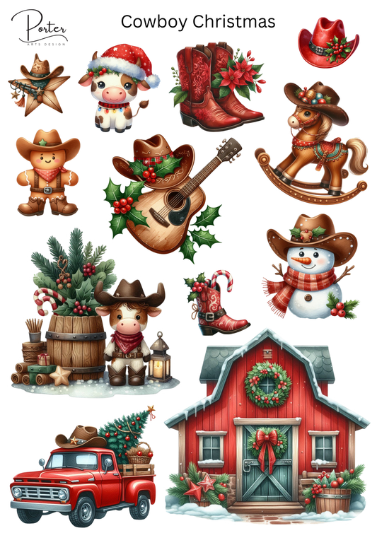 *PRINTABLE* Cowboy Christmas Sticker