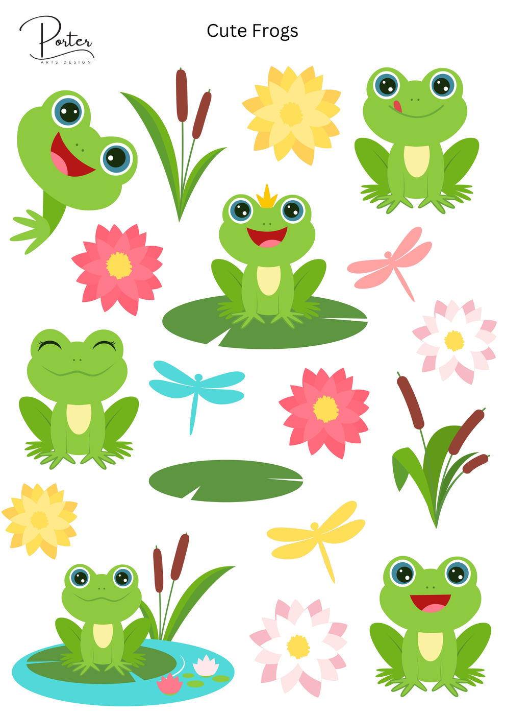*PRINTABLE* Cute Frogs Sticker – Porter Arts Design