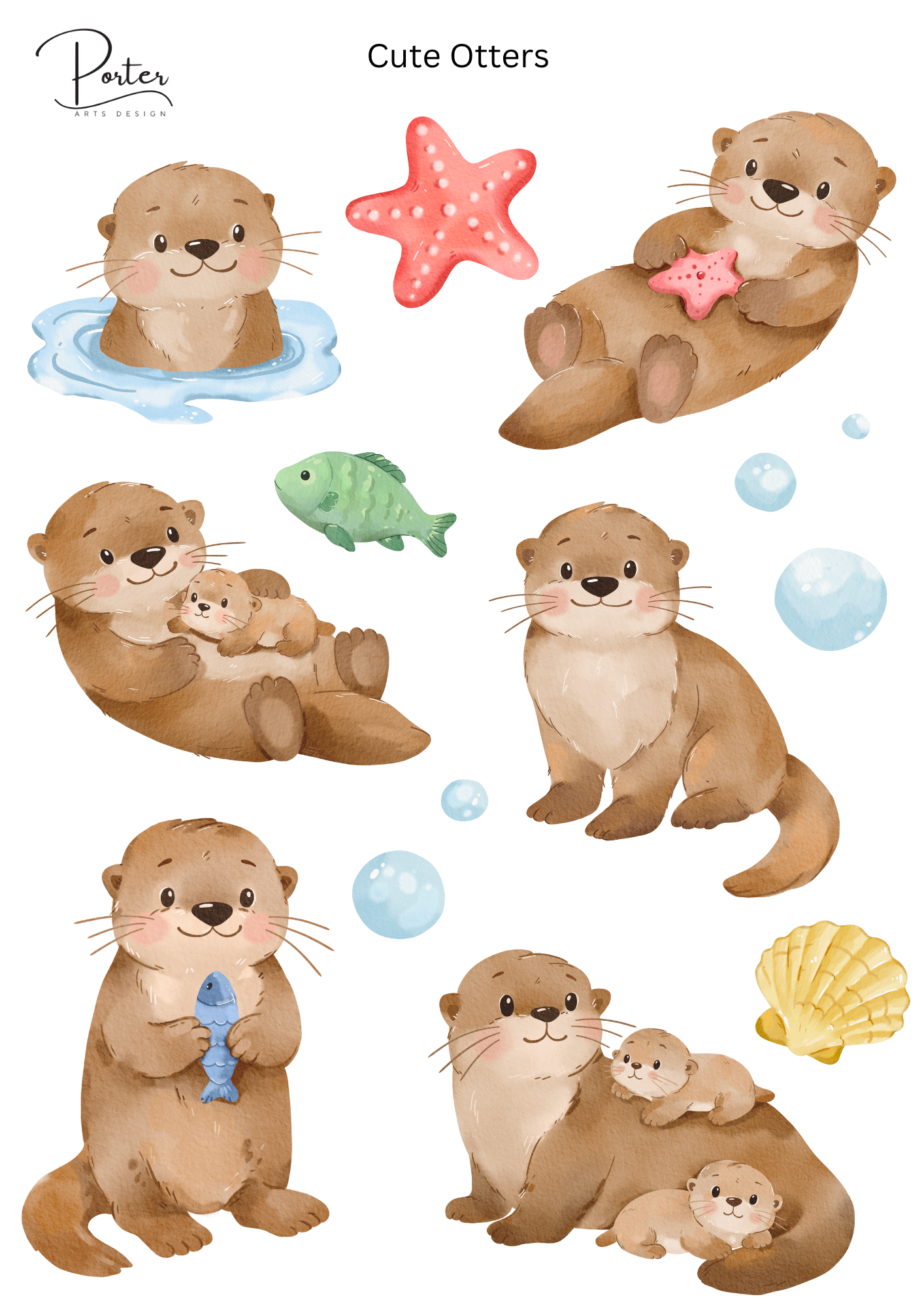 *PRINTABLE* Cute Otters Sticker