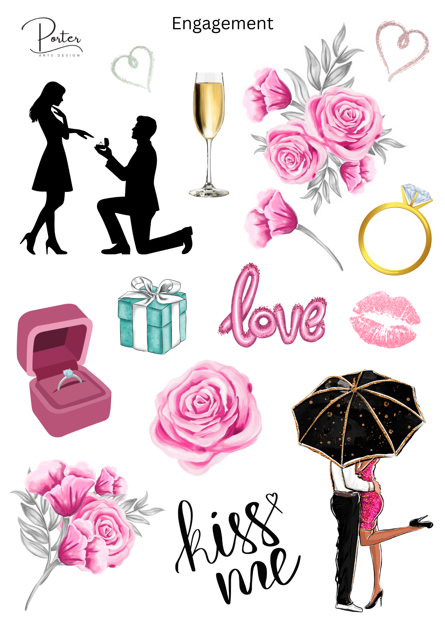 Engegment Sticker *PRINTABLE* Engagement Sticker – Porter Arts Design