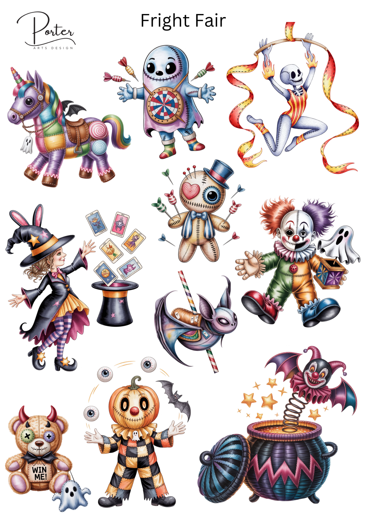 *PRINTABLE* Fright Fair Stickers – Porter Arts Design