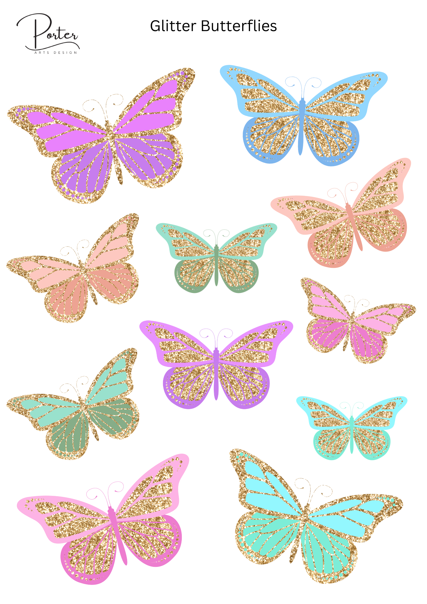 *TANGIBLE* Glitter Butterflies Sticker