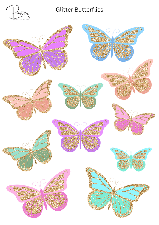 *TANGIBLE* Glitter Butterflies Sticker