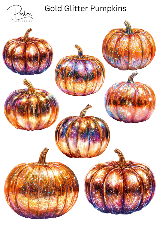 *TANGIBLE* Gold Glitter Pumpkins Sticker
