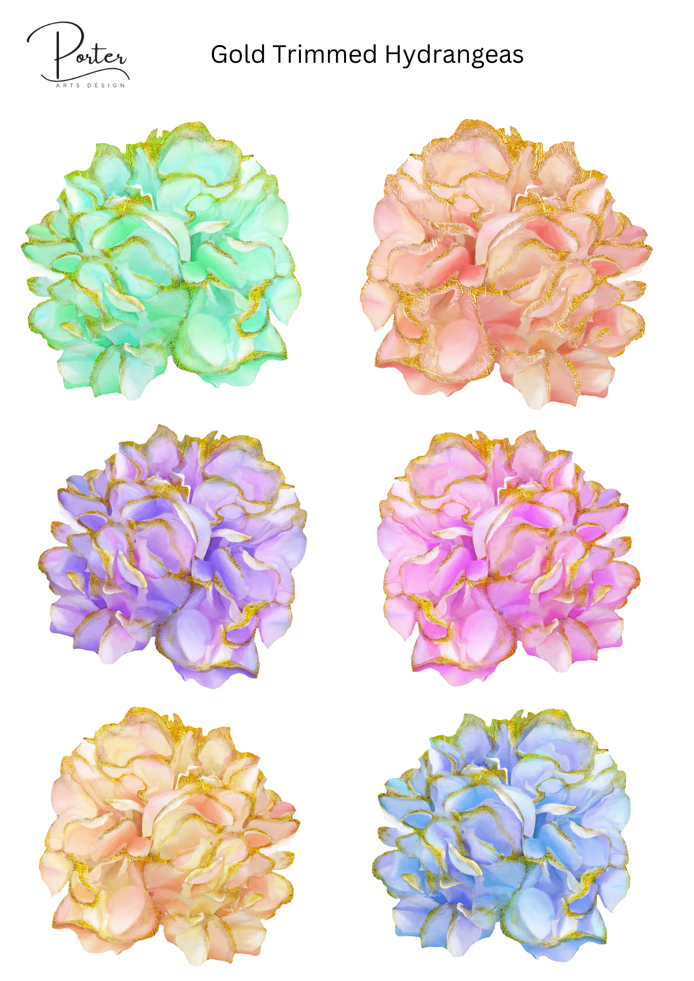 *PRINTABLE* Gold Trimmed Hydrangeas Sticker