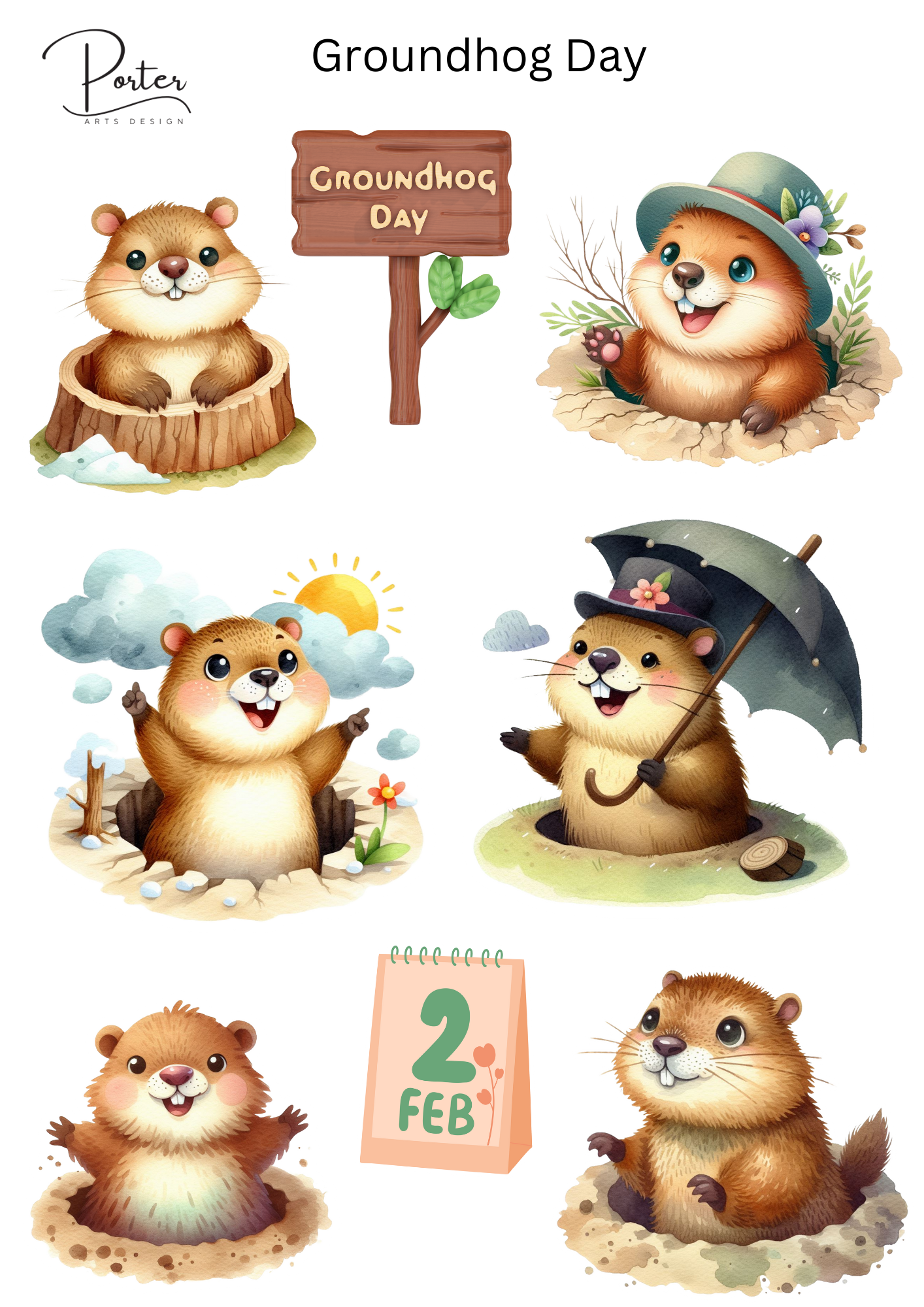 *PRINTABLE* Groundhog Day Sticker