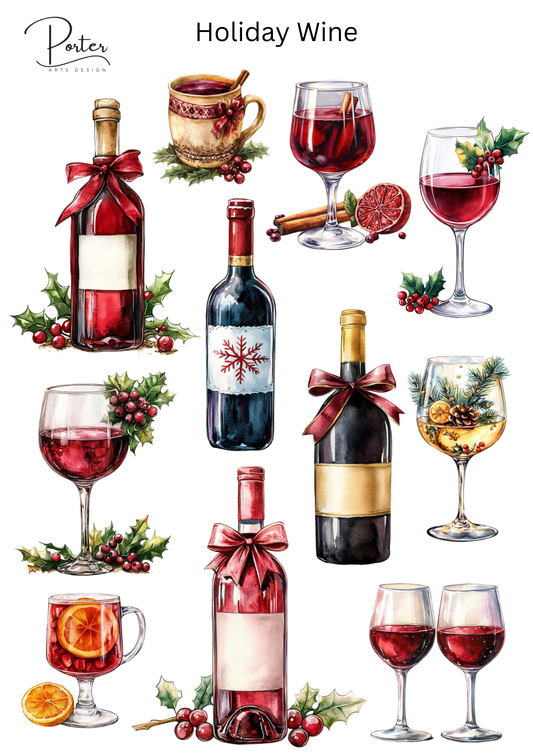 *TANGIBLE* Holiday Wine Sticker Sheet