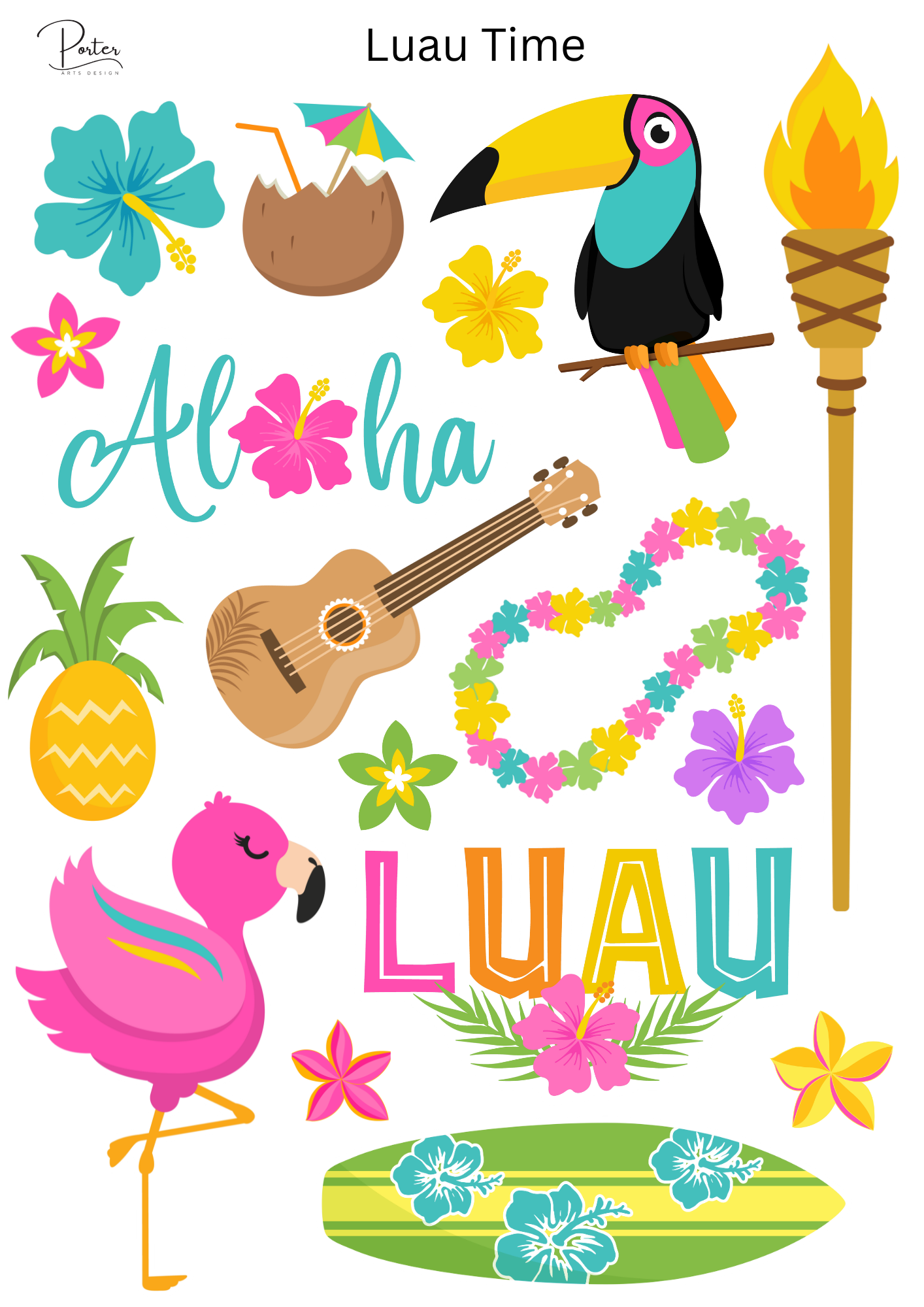 *TANGIBLE* Luau Time Sticker – Porter Arts Design