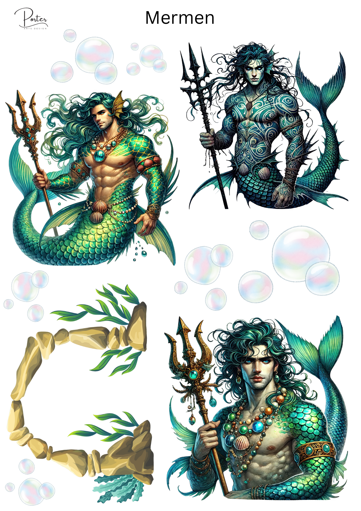 *PRINTABLE* Mermen Sticker – Porter Arts Design