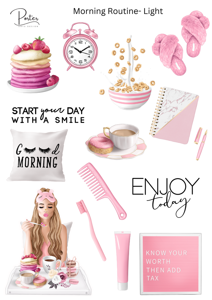 Morning Routine Photo Design *PRINTABLE* Morning Routine Stickers- Two Skin Tones – Porter Arts Design