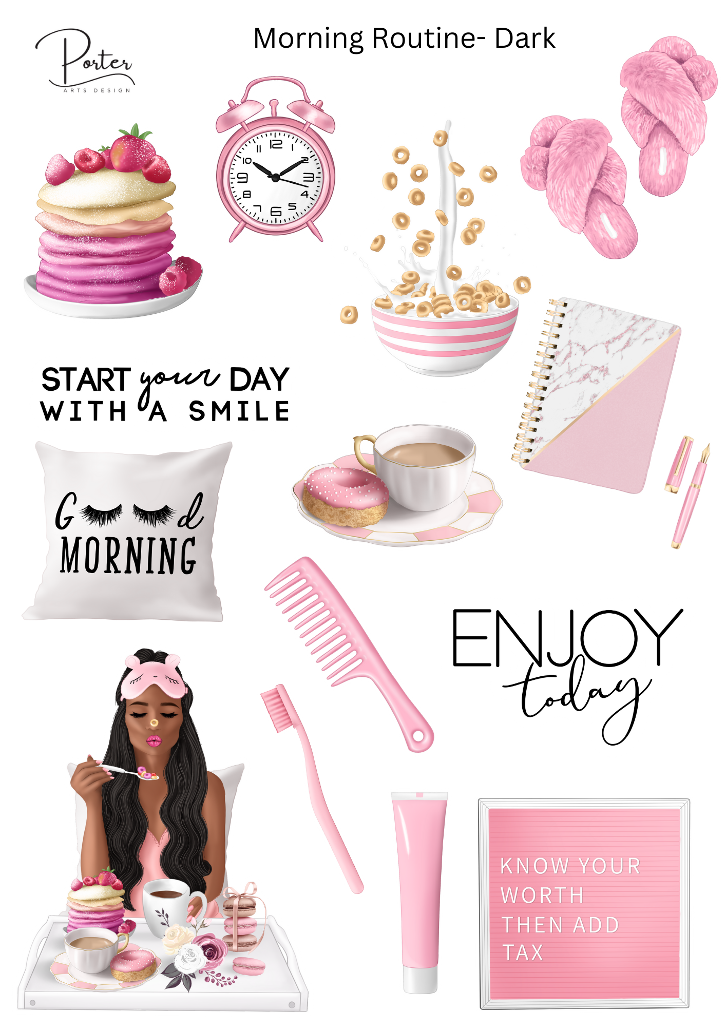 *PRINTABLE* Morning Routine Stickers- Two Skin Tones