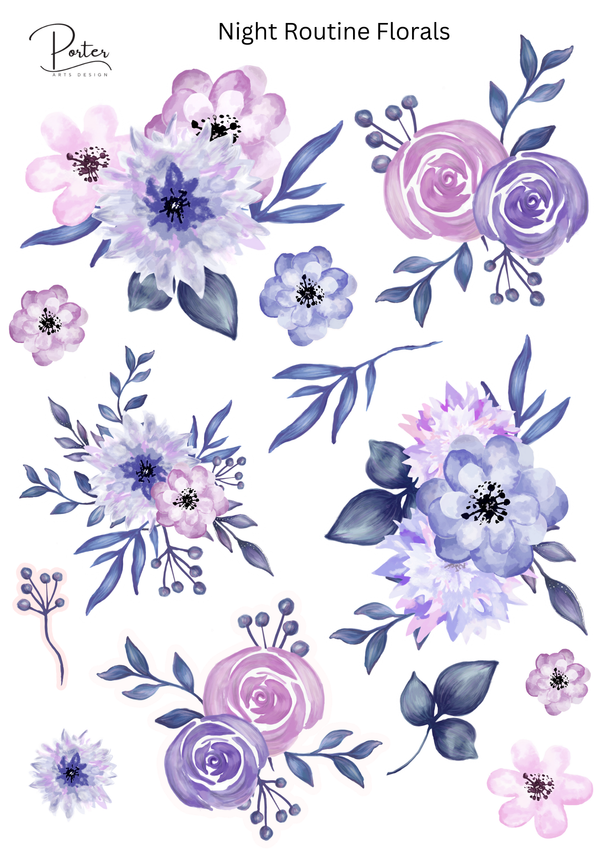 *PRINTABLE* Night Routine Florals Sticker – Porter Arts Design