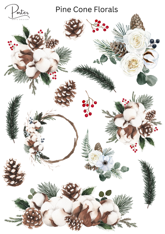 *TANGIBLE* Pine Cone Florals Sticker