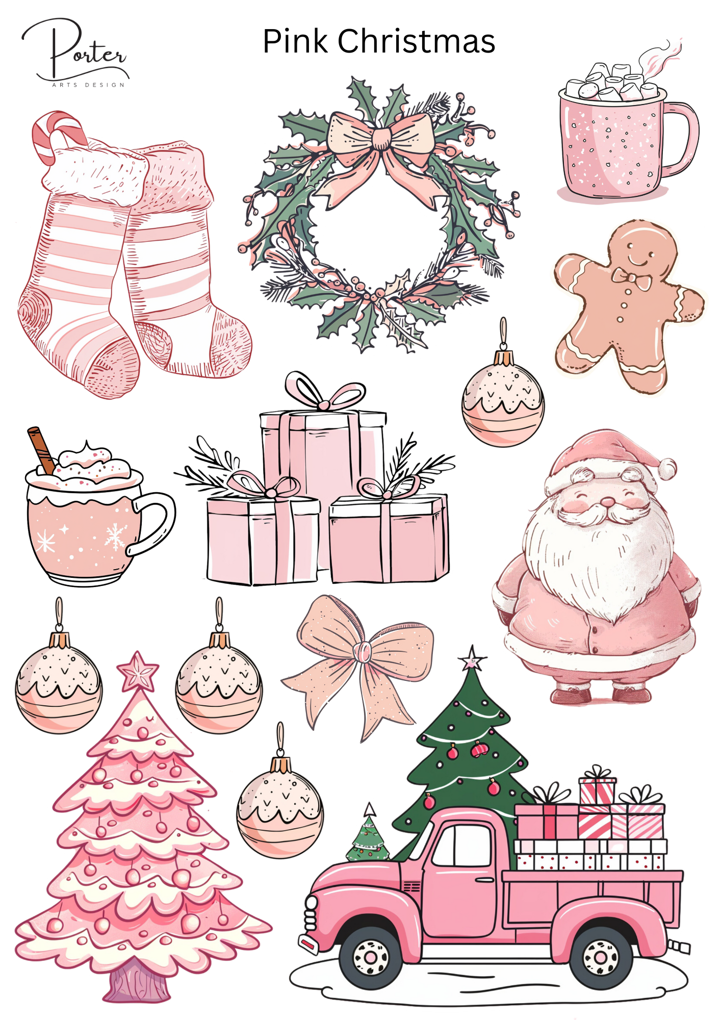 *TANGIBLE* Pink Christmas Sticker