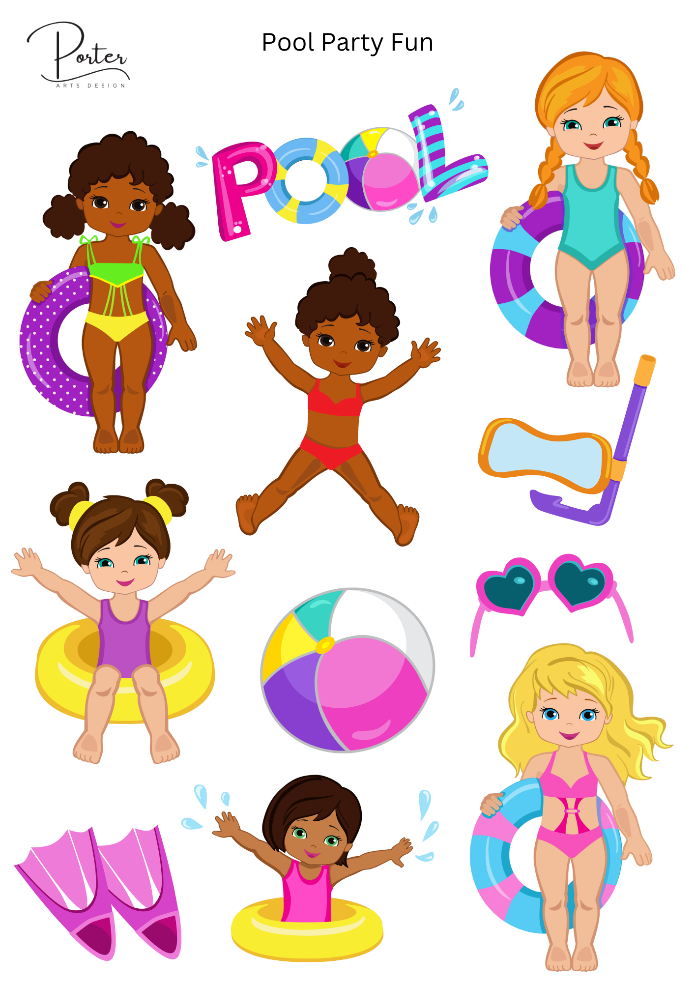 *TANGIBLE* Pool Party Fun Sticker – Porter Arts Design