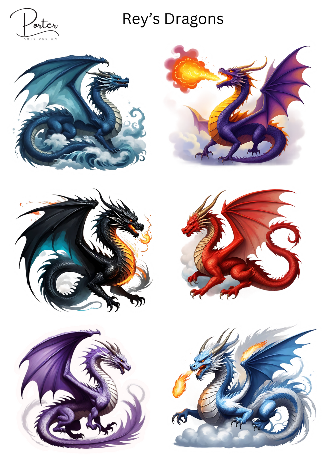 *PRINTABLE* Rey's Dragons Sticker – Porter Arts Design