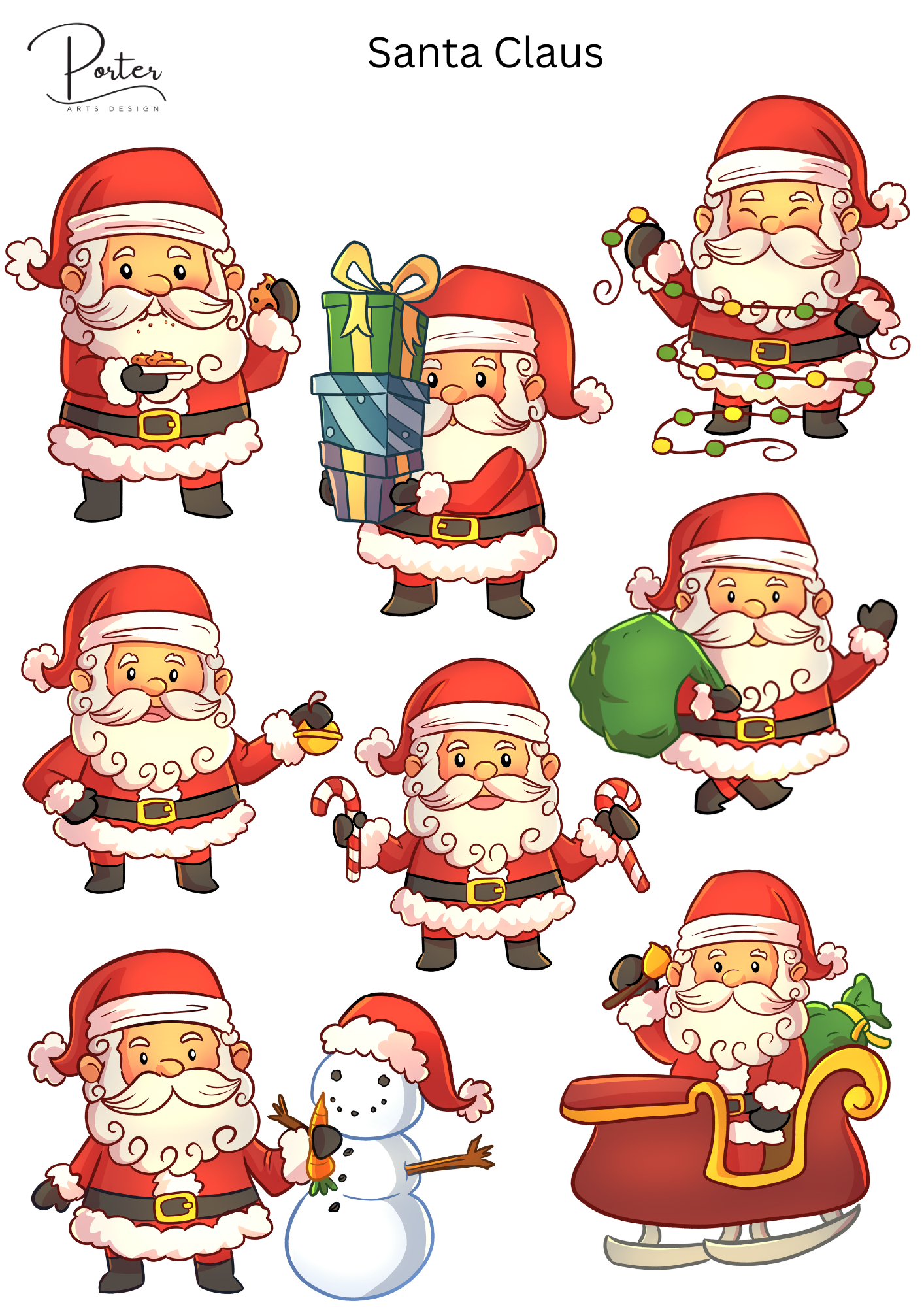 *PRINTABLE* Santa Claus Sticker – Porter Arts Design