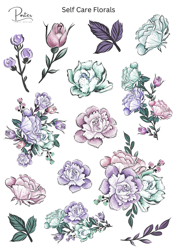 *PRINTABLE* Self-Care Florals Sticker – Porter Arts Design