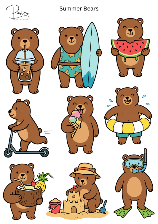 *TANGIBLE* Summer Bears Sticker