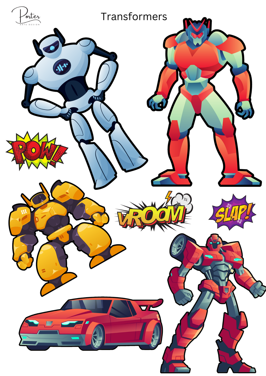*PRINTABLE* Transformers Sticker – Porter Arts Design