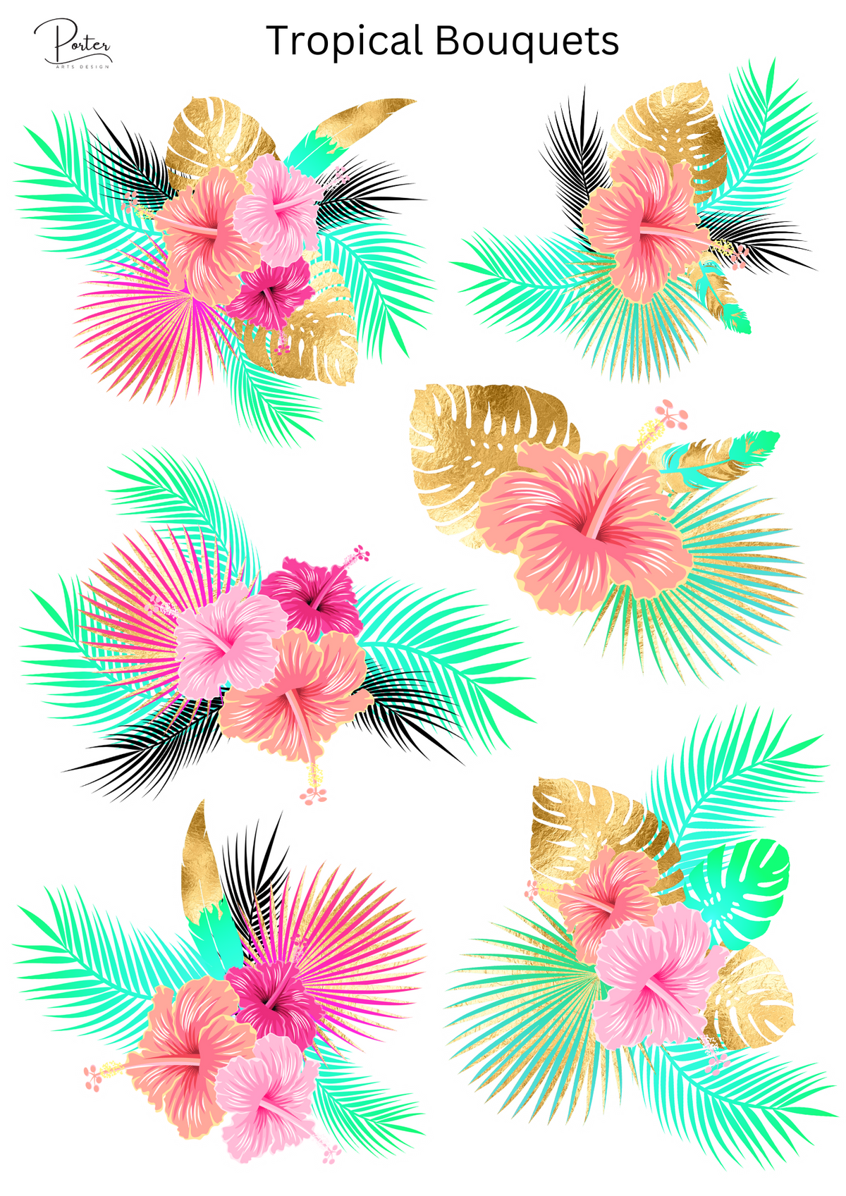 *PRINTABLE* Tropical Bouquets Sticker – Porter Arts Design
