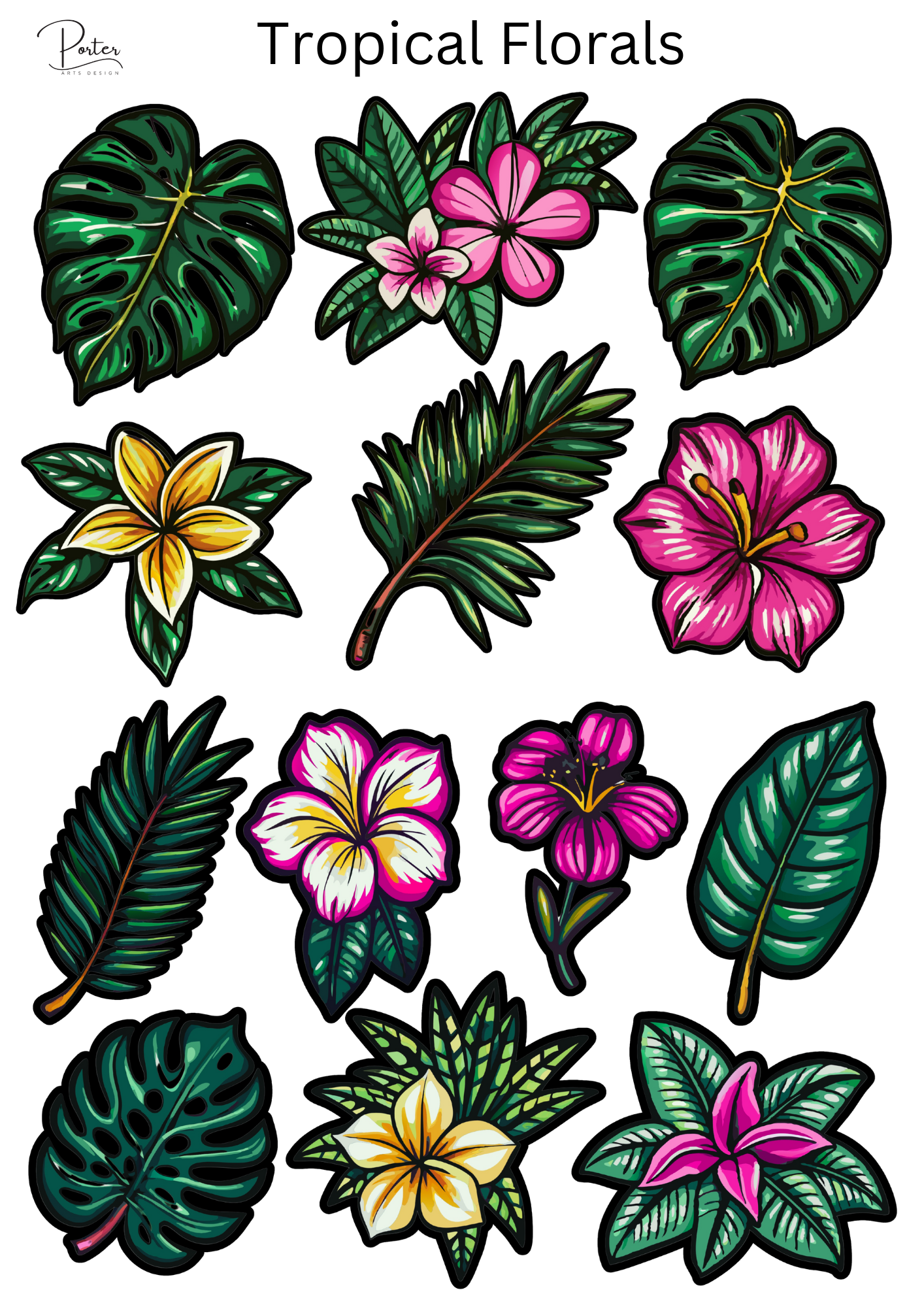 *TANGIBLE* Tropical Florals Sticker – Porter Arts Design