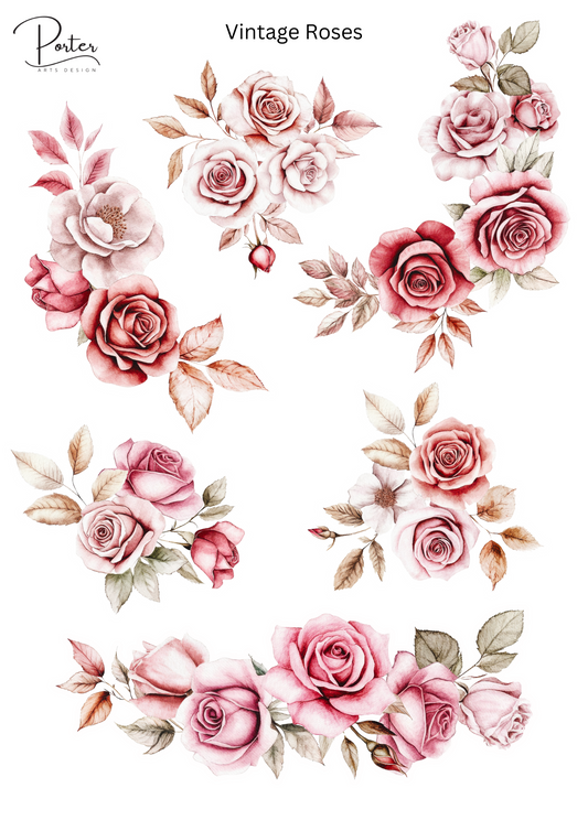 *TANGIBLE* Vintage Roses Sticker