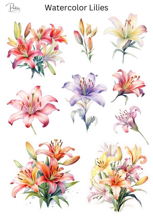 TANGIBLE* Watercolor Lilies Sticker