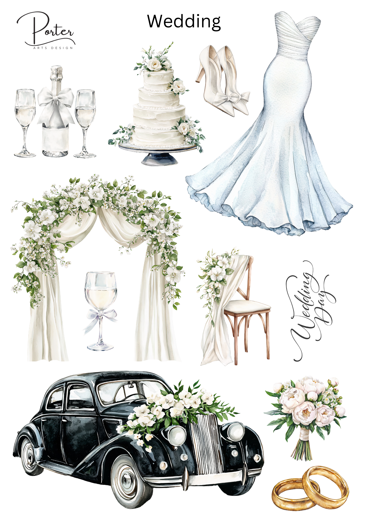 *PRINTABLE* Wedding Sticker – Porter Arts Design
